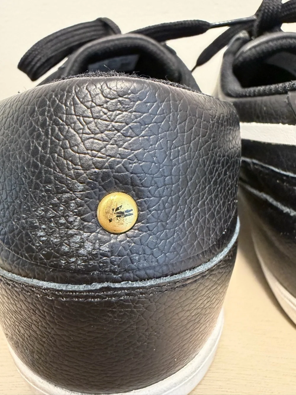 Lacoste Dreyfus AP Leather Boat Shoes Sneakers Black Sz 9.5 Moc Toe Low Top